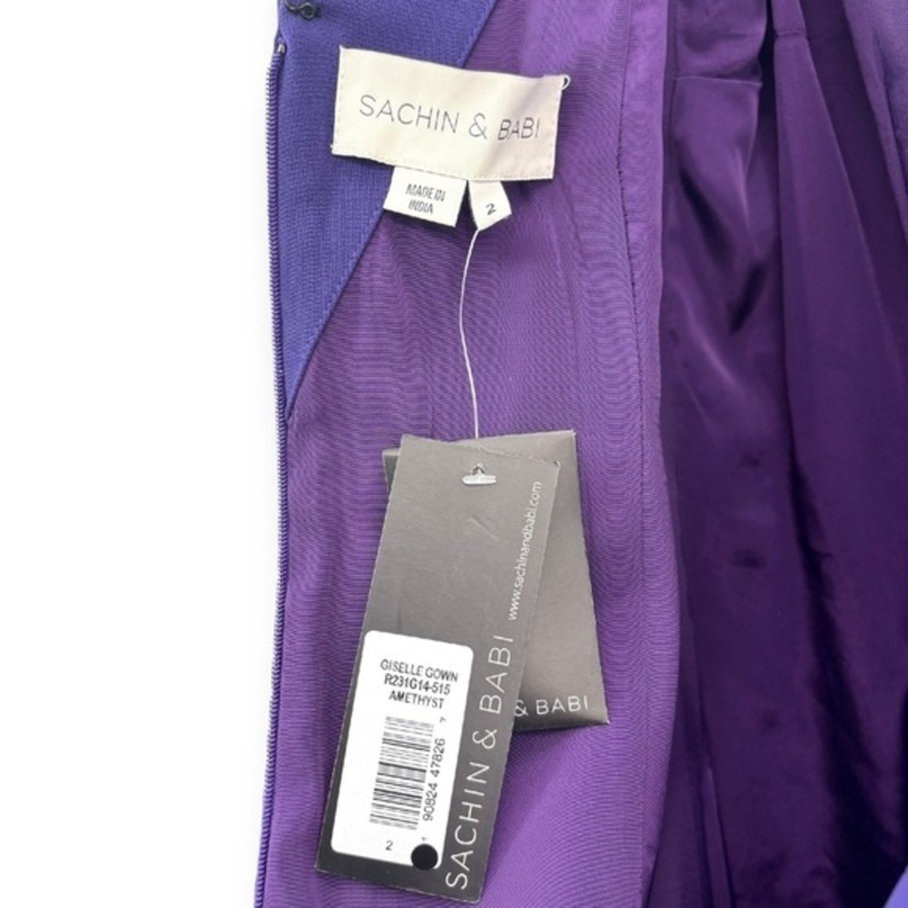 Sachin & Babi NEW Giselle Crepe Embellished Gown Amethyst Purple $1,095 Size 2 - Picture 13 of 13